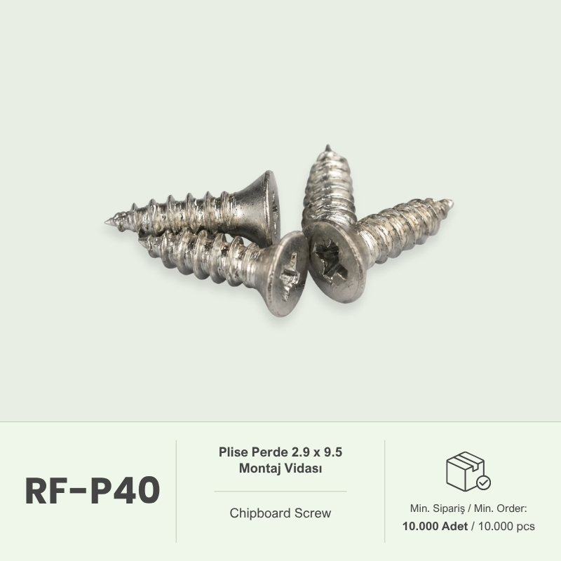 Plise Perde 2.9 x 9.5 Montaj Vidası
